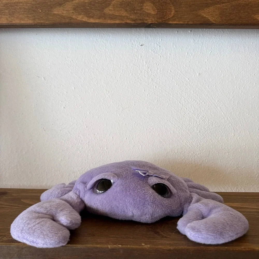 2pc Wishpets 2013 Droopy Crabby Plush Lot Pink Purple Large Eyes Bow 03707 Set